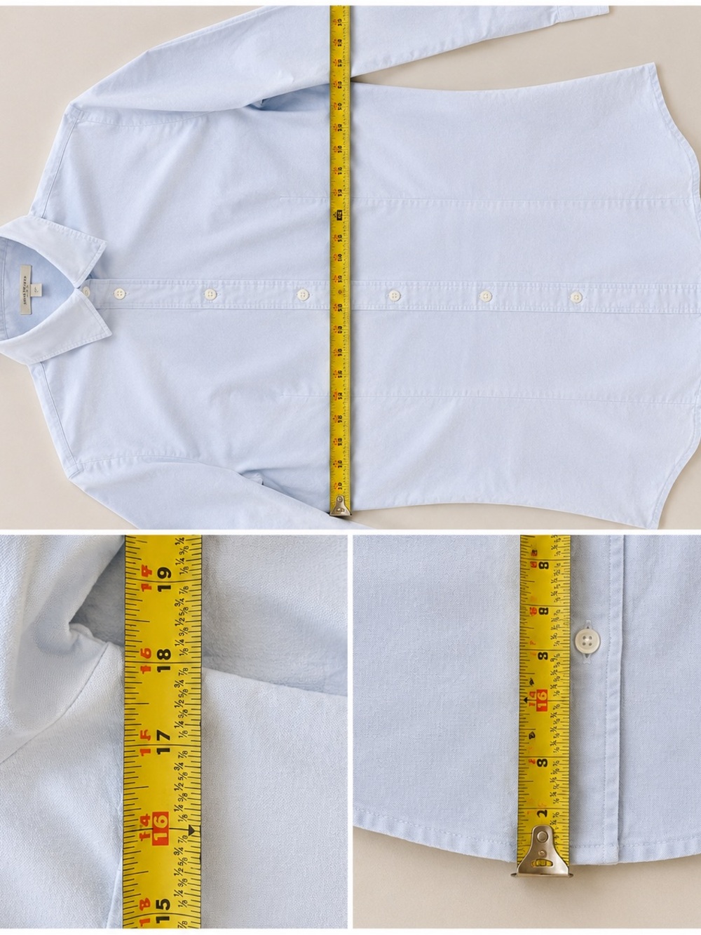 Burberry London Light Blue Stretch Button Tailored Shirt White Collar Women’s M - Picture 10 of 11